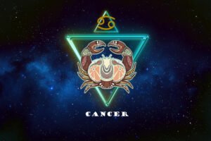 cancer horoscope sign twelve zodiac with galaxy stars background