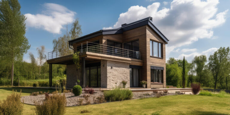 country home with garden grass lawn luxury scandinavian exterior